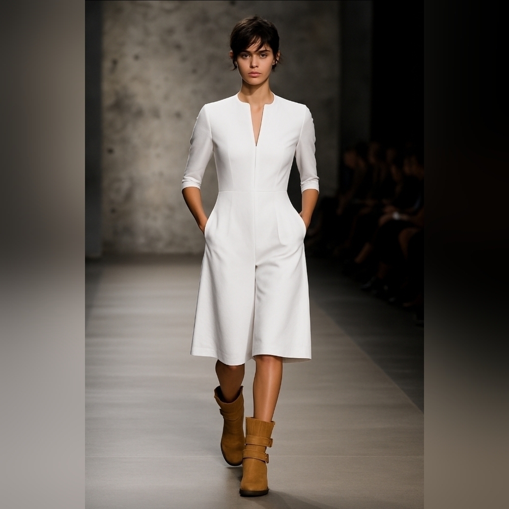 MEG ROUND POCKET JUMPSUIT WHITE Size S